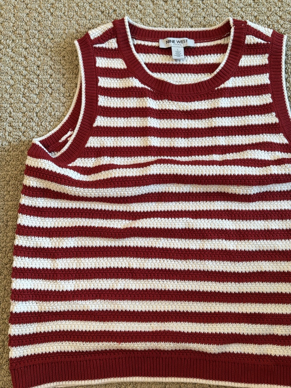 Nine West Red & White Striped Knit Tank